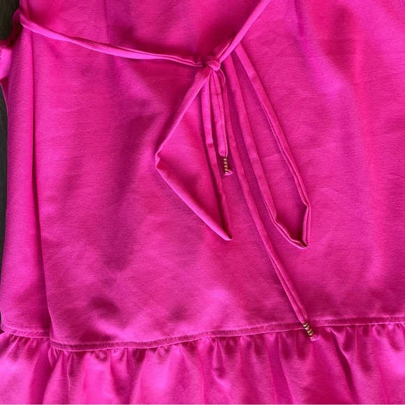 Marelina Hot Pink Ruffle Mini Wrap Dress 40 Small - Picture 8 of 15
